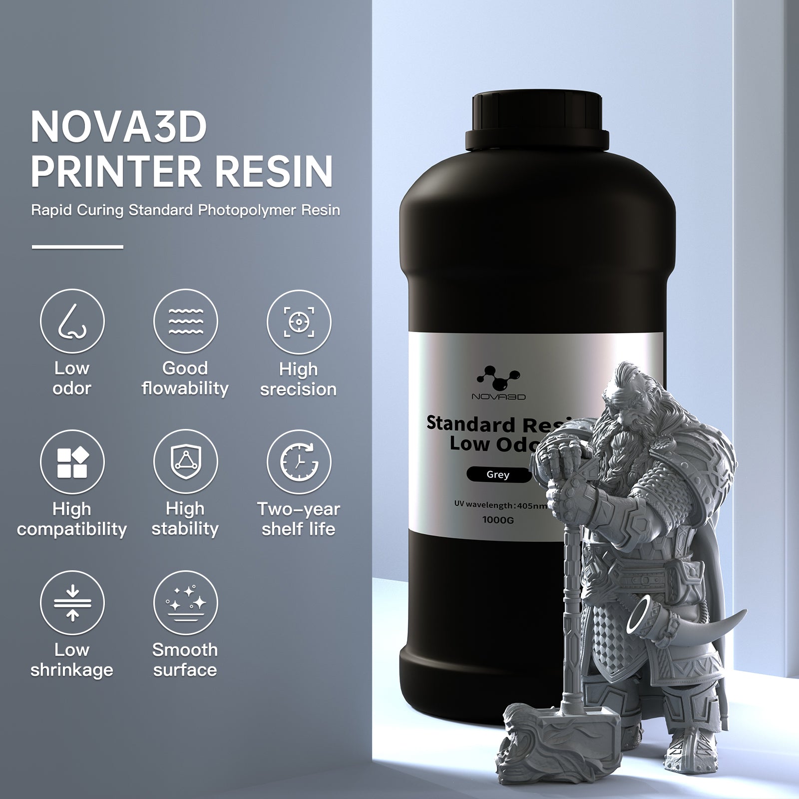 NOVA3D Low Odor Standard Resins for 3D Printers LCD UV Curing Resins