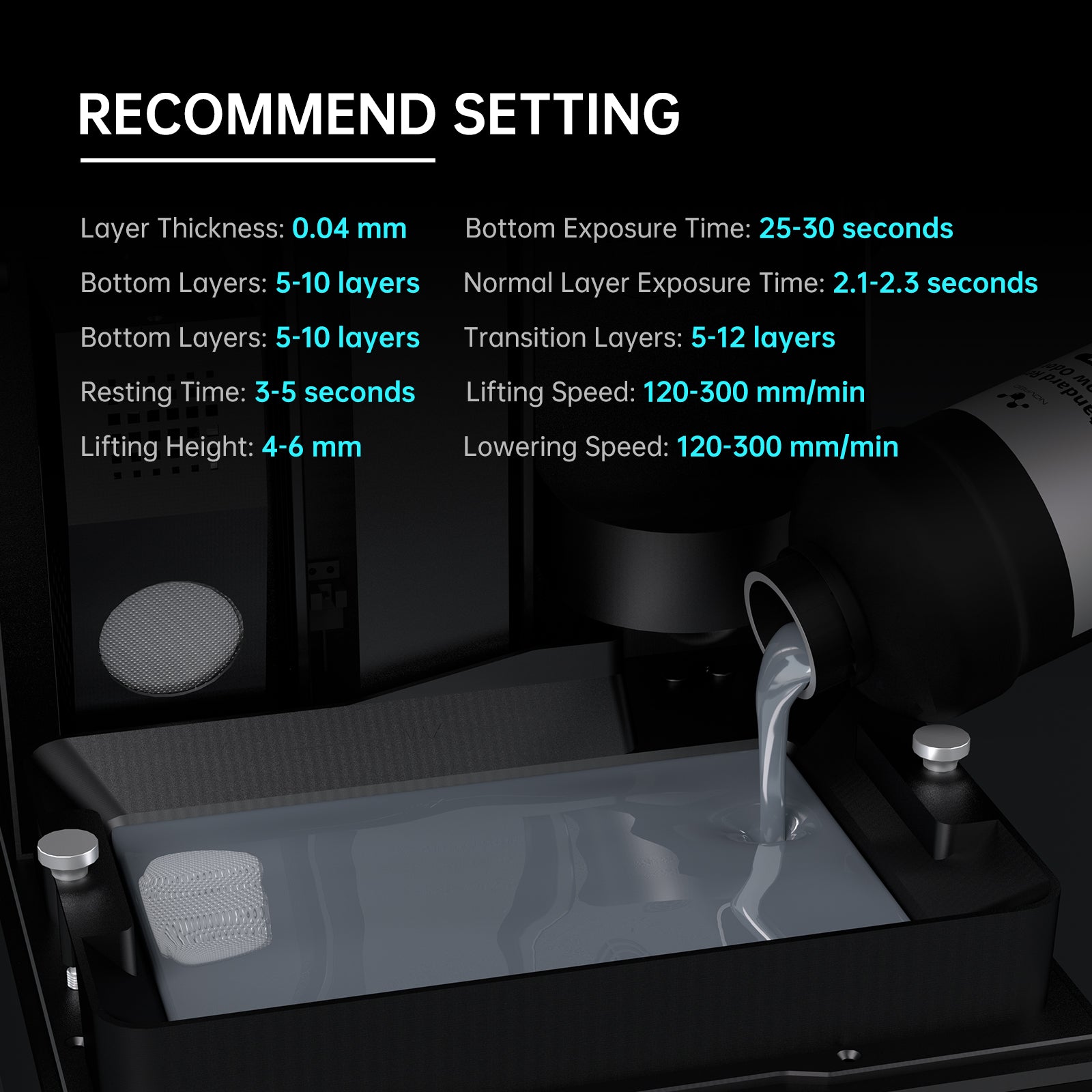 NOVA3D Low Odor Standard Resins for 3D Printers LCD UV Curing Resins