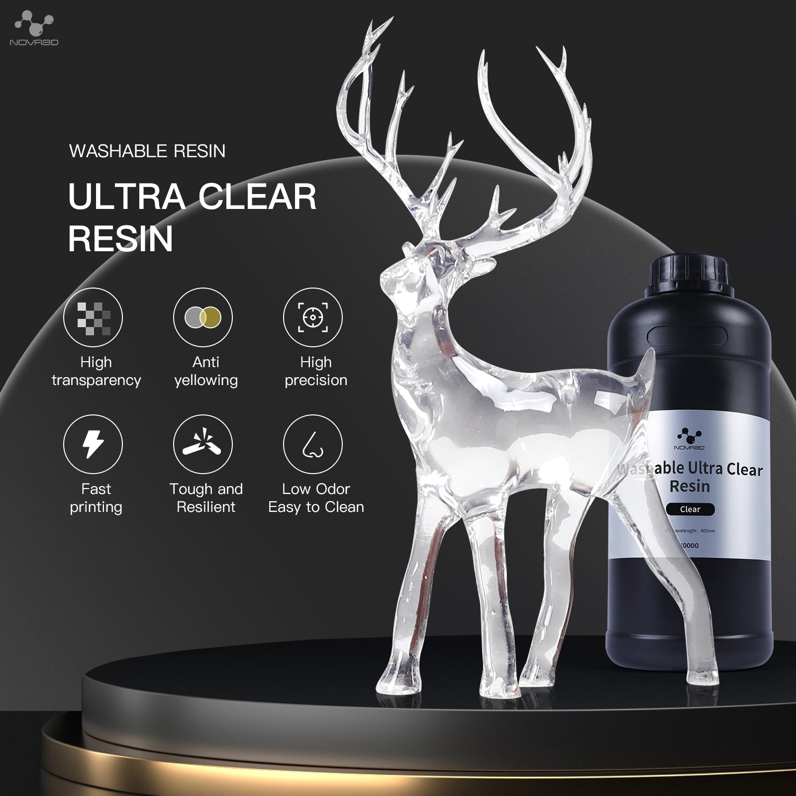 NOVA3D Washable Ultra Clear Resin for 3D Printer